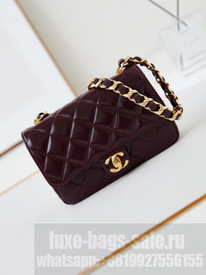CHANEL 24B SMALL FLAP BAG AS5123 Burgundy