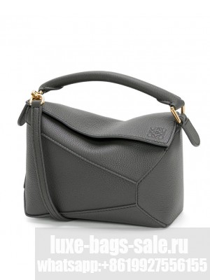 Loewe Mini Puzzle Bag In Soft Grained Calfskin Dark Gray
