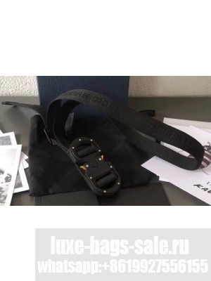 Dior Width 2.5cm Belt with Round CD Buckle in Canvas Black 2019