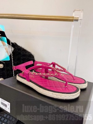 Chanel Strappy Espadrille Sandals Lambskin Leather Spring/Summer 2021 Collection,  Fuchsia 