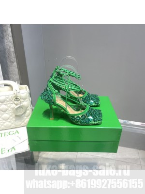 BOTTEGA VENETA MIRROR STRETCH SANDALS GREEN 2022 COLLECTION