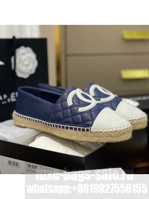 Chanel CC Quilted Lambskin Espadrilles Navy Blue Spring/Summer 2021 Collection 36