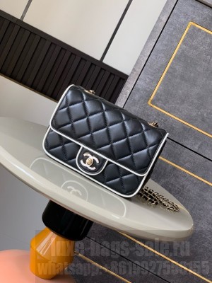 CHANEL MINI FLAP BAG Lambskin AS5151 Black & White