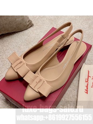 Salvatore Ferragamo Viva Lambskin Bow Slingback Nude Spring/Summer 2021 Collection