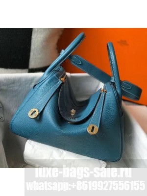 Hermes Lindy 30cm Bag In Togo Calfskin Leather Blue 2020 Collection