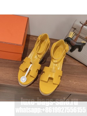 HERMES HEEL 8.5CM PLATFORM 5CM ELDA WEDGE ESPADRILLES 011