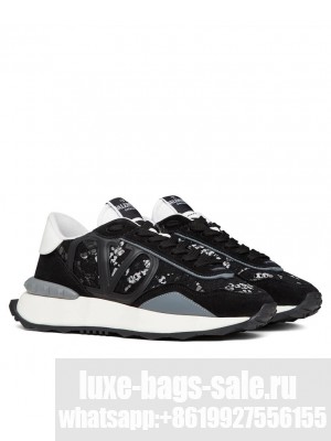 Valentino Women's Lace And Mesh Lacerunner Sneaker Black