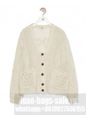 Loewe Women's Anagram Cardigan In Mohair Cream