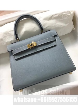 Hermes Kelly Mini 20 Original Epsom Handbag Blue Lin