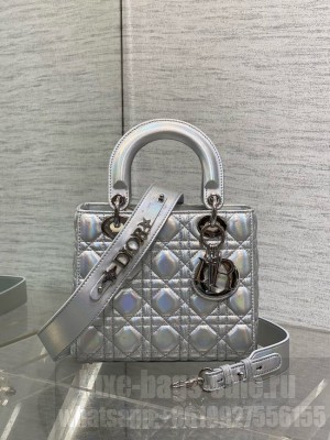 Small Lady Dior My ABCDior Bag Cannage Lambskin M0538O Silver