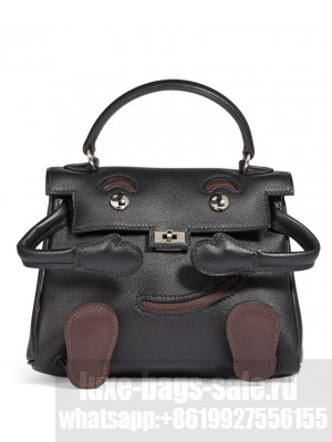 Hermes H Gulliver Leather Vintage Kelly Quelle Idole Doll Black