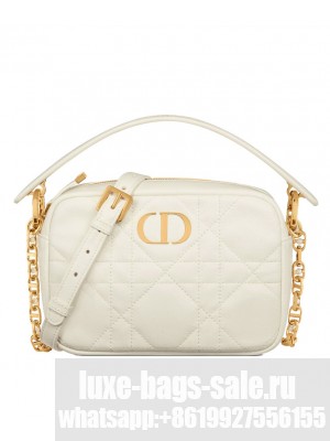 Christian Dior Small Dior Caro Top Handle Camera Bag Cream