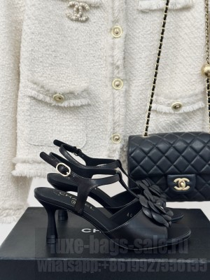 Chanel Lambskin Camellia Bloom 7cm Sandals 02