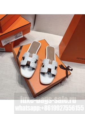Hermes Oran Flat slippers with Ostrich Leather 081 2021 Collection