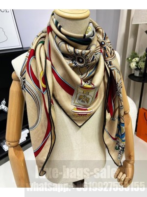 Hermes Women's Stately Wheels Scarf Cream