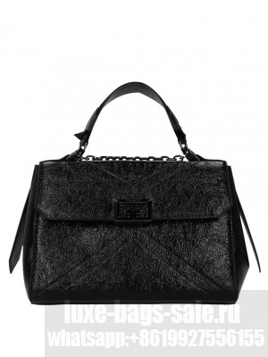 Givenchy ID Medium Quilted Crinkled Glossed-leather Shoulder Bag Black