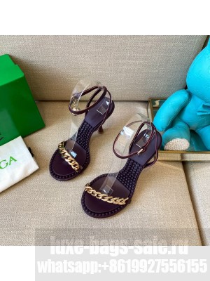 Bottega Veneta Dot Leather Chain Sandals 9cm Burgandy 2021 Collection