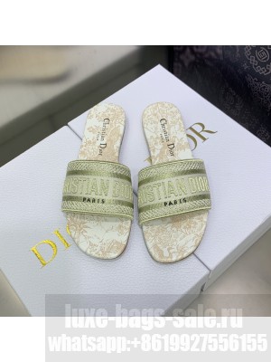 Dior Dway Flat Slides in Gold Cotton Embroidered with Dior Jardin d'Hiver Motif 2023 Collection 19