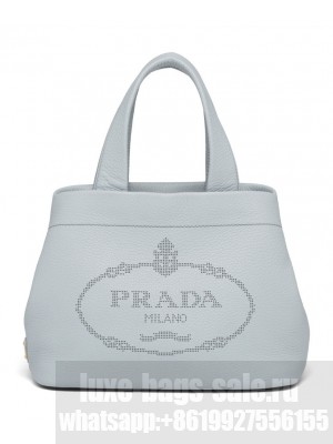 Prada Medium Leather Tote 1BG384 Gray
