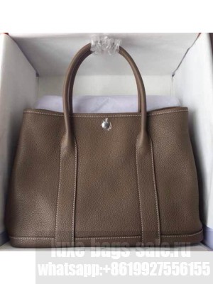 Hermes Leather Garden Party Medium Bag In Camel