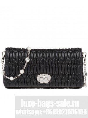 Miumiu Crystal Leather Bag 5BD417 Black