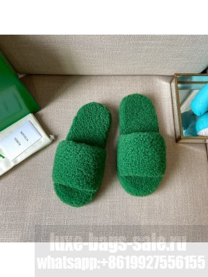Bottega Veneta Unisex RESORT TEDDY Lambskin Shearling slides parakeet 2021 Collection