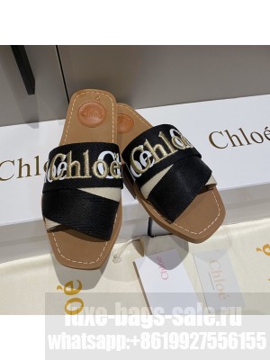 CHLOÉ Woody logo-print canvas slides 2022 Collection 012