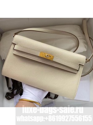 Hermes Kelly Long To Go Wallet in Original Epsom Leather White/Gold 2020 Collection