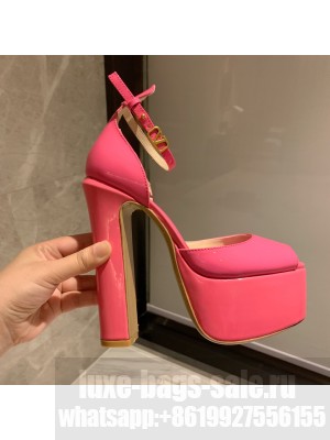 VALENTINO GARAVANI TAN-GO PLATFORM PEEP TOE PUMP IN PATENT LEATHER 155 MM 2022 COLLECTION PINK