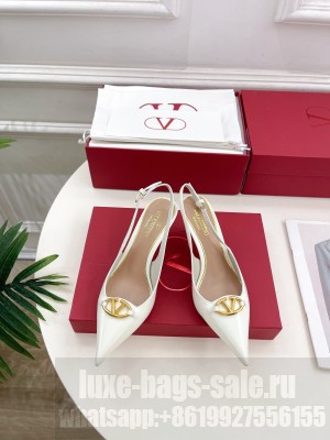 Valentino Garavani The Bold Edition Vlogo Slingback 60mm Sandals In White Patent Leather 2025
