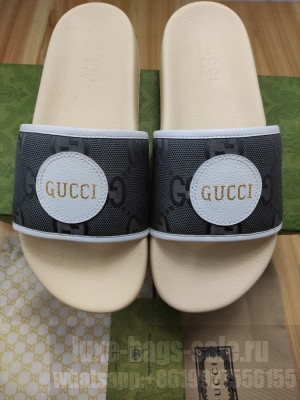 Gucci Unisex Off The Grid GG Nylon Flat Slide Sandals 2022 Collection,Gray