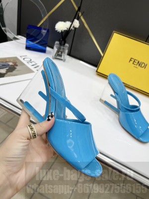 FENDI FIRST 85mm Blue Patent Leather high-heeled sandals  2022 Collection