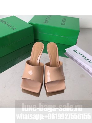 Bottega Veneta Stretch Patent Leather 9cm Mule Slide Beige Sandals 2022 Collection