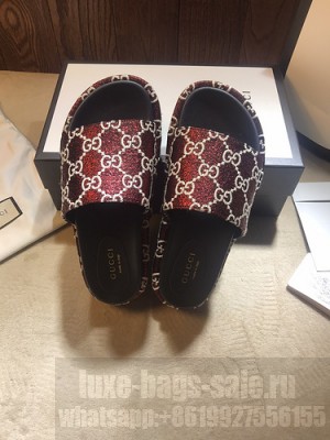 Gucci GG Platform Slide Sandal 573018 Burgandy 2021 Collection 