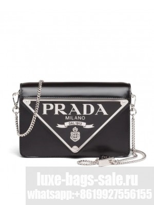 Prada Brushed Leather Shoulder Bag Black