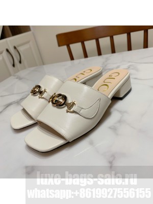 Gucci Zumi Leather ‎Slide Sandals 602415 White 2021 Collection