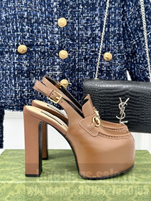 Gucci 5cm Platform 13.5cm Heel Slingback Pumps with Horsebit 01