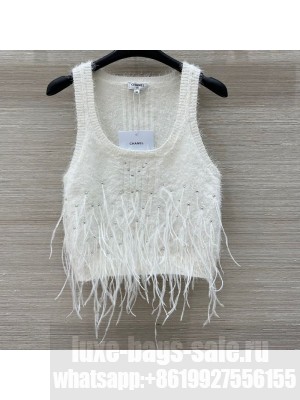 Chanel Knit Vest with Feather White 2025