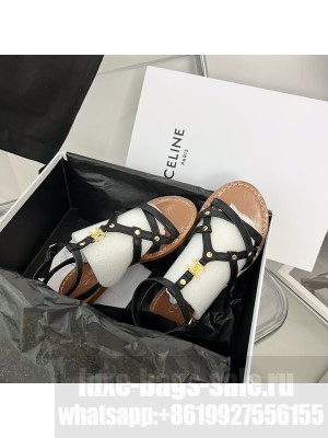 CELINE TAILLAT FLAT SANDAL WITH STUDS IN CALFSKIN