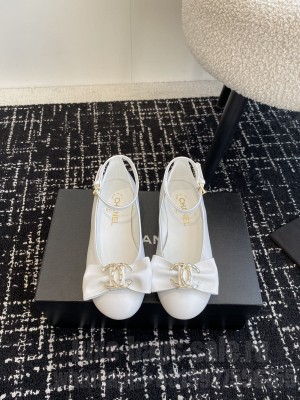 Chanel Lambskin Strass & Metal White G46022 MARY JANES Flat 2025