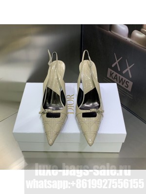 Christian Dior pointed toe 7.5cm Patent Leather Pumps Beige