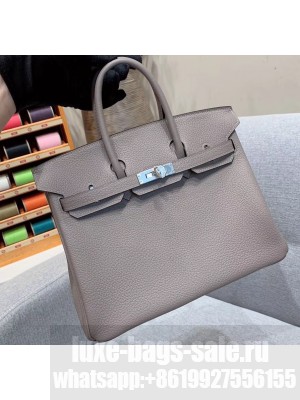Hermes Birkin 25cm Bag in Original Togo Leather Light Gray