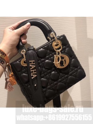 Lady Dior My ABCDior Bag in Cannage with Badges Black/Gold 2019