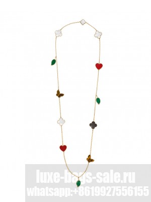 Van Cleef & Arpels Lucky Alhambra Long Necklace, 12 Motifs Green