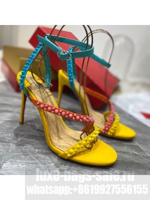 Christian Louboutin Studde Sandals 10cm Yellow/Pink/Blue 2021 Collection
