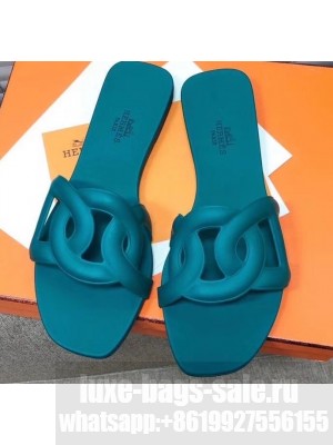 Hermes Aloha Rubber Slipper Sandals Green
