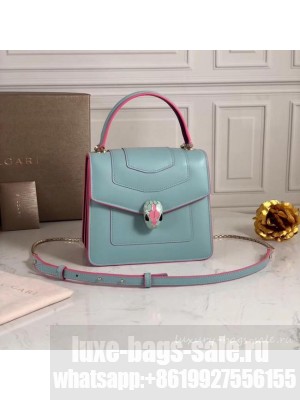 Bvlgari Serpenti Forever leather small crossbody bag 70736 light blue