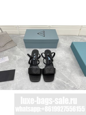 Prada 6.5cm Quilted Lambskin Sandals 2022 Collection,Black