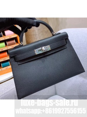 Hermes Mini Kelly II Bag in Original Epsom Leather Black