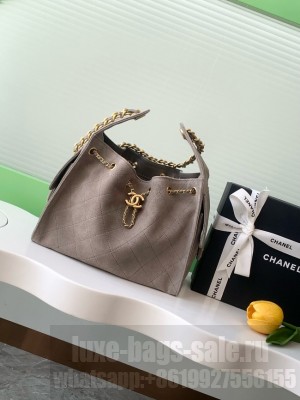 Chanel SUEDE HOBO BAG AS5293 dark gray